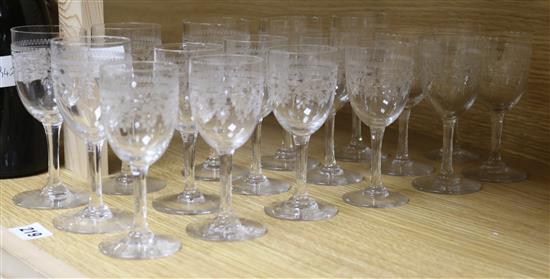 A set of etched glasses